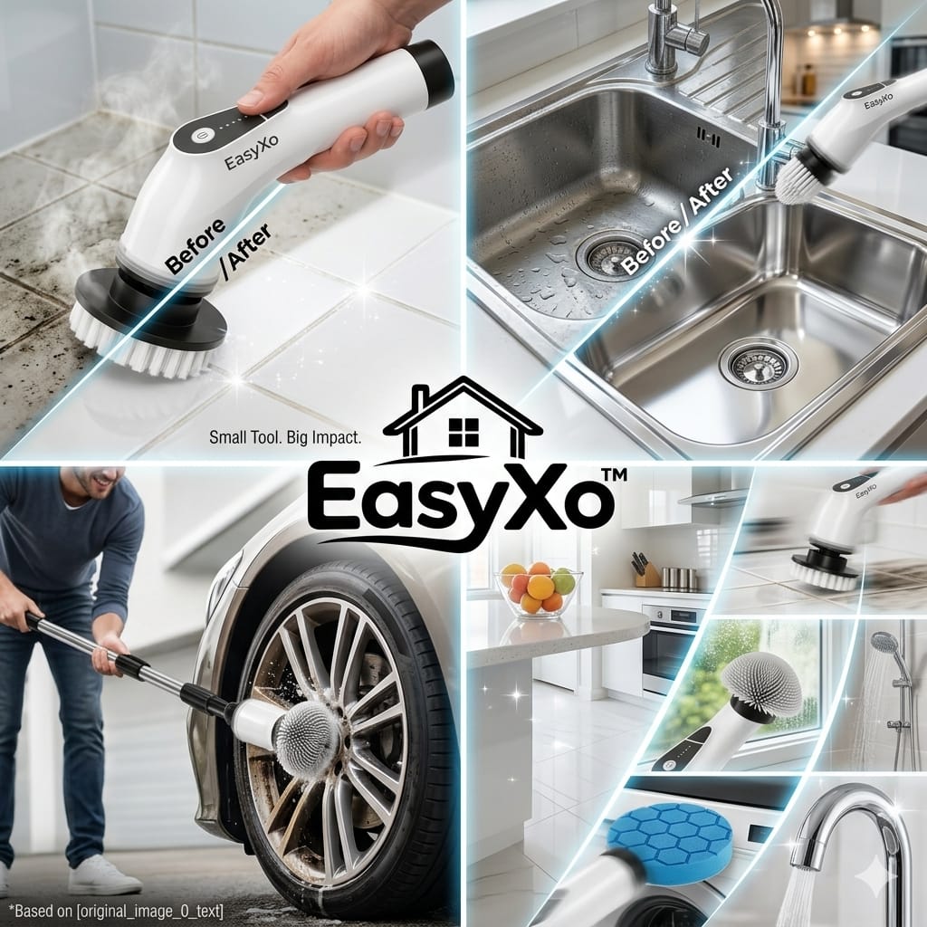 EasyXo 9 in 1 Electric Cleaning Brush with 3 Months Warranty | Bathroom, Kitchen & Tile Scrubber EasyXo EasyXo 9 in 1 Electric Cleaning Brush with 3 Months Warranty | Bathroom, Kitchen & Tile Scrubber cleaning tool EasyXo